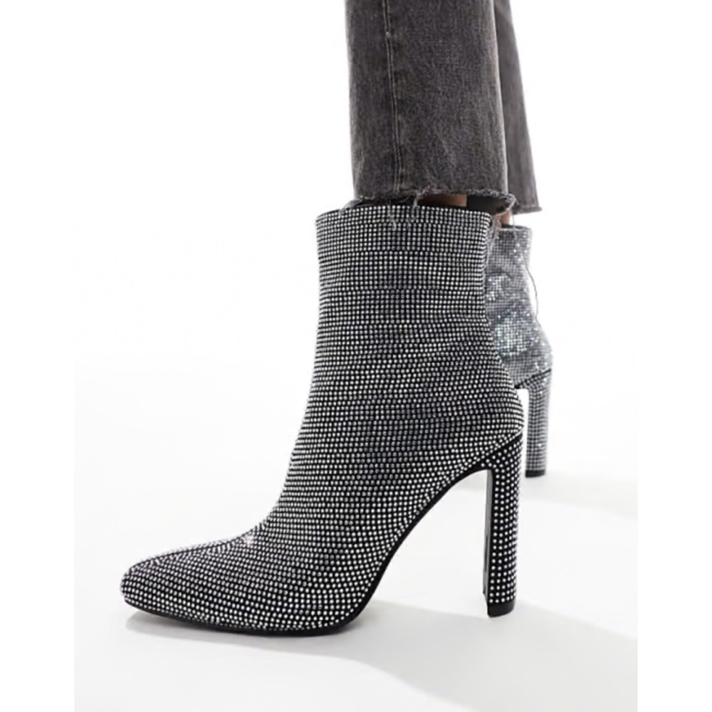 RHINESTONE HEELED ANKLE BOOTS
